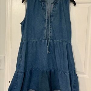 Blue Denim Sleeveless Dress